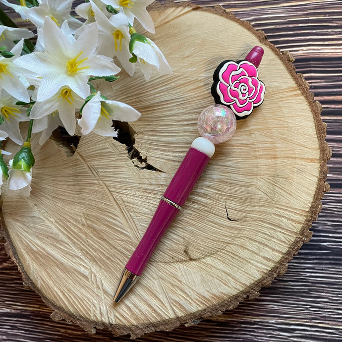 Beaded Pen - Pink Rose