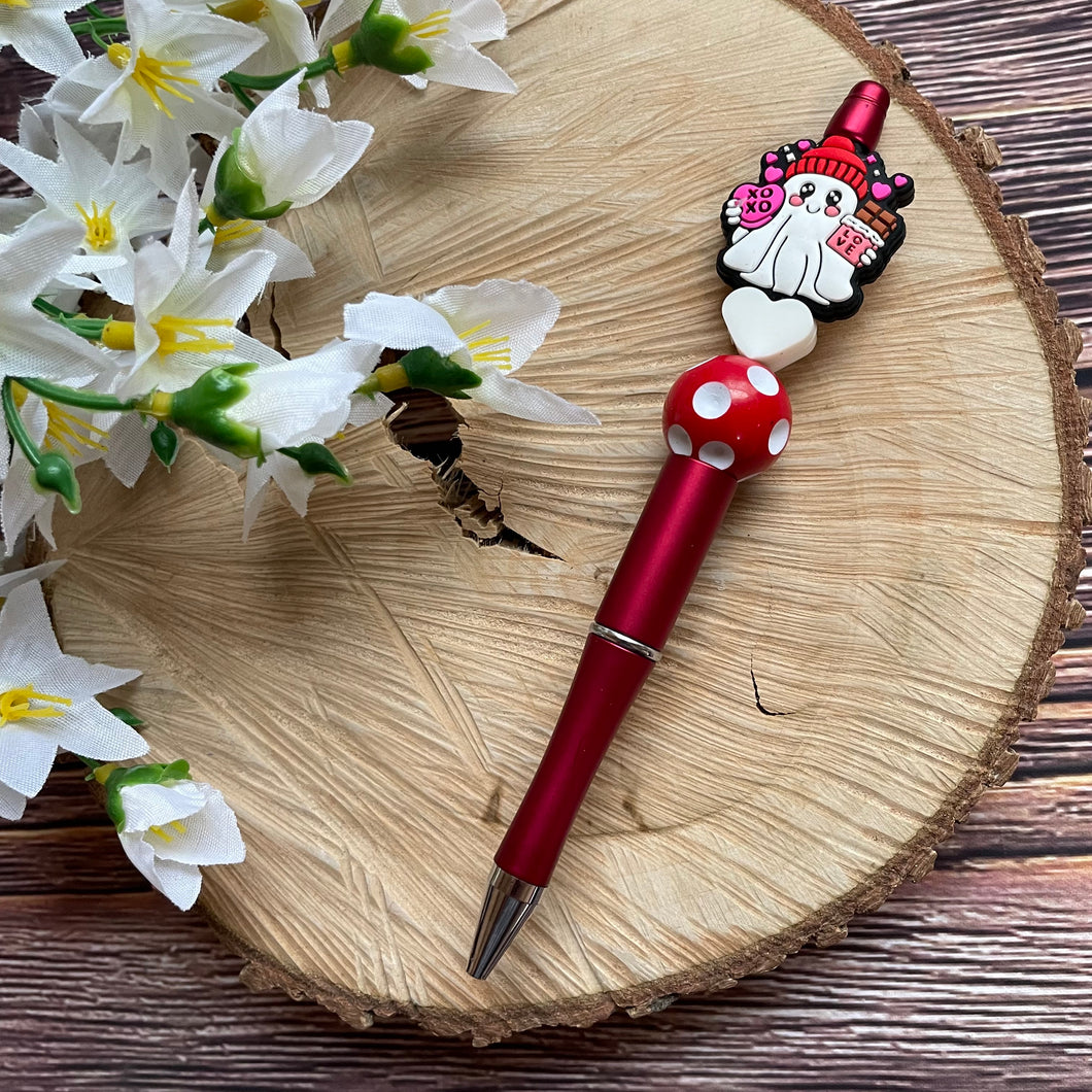 Beaded Pen - Valentine Ghostie