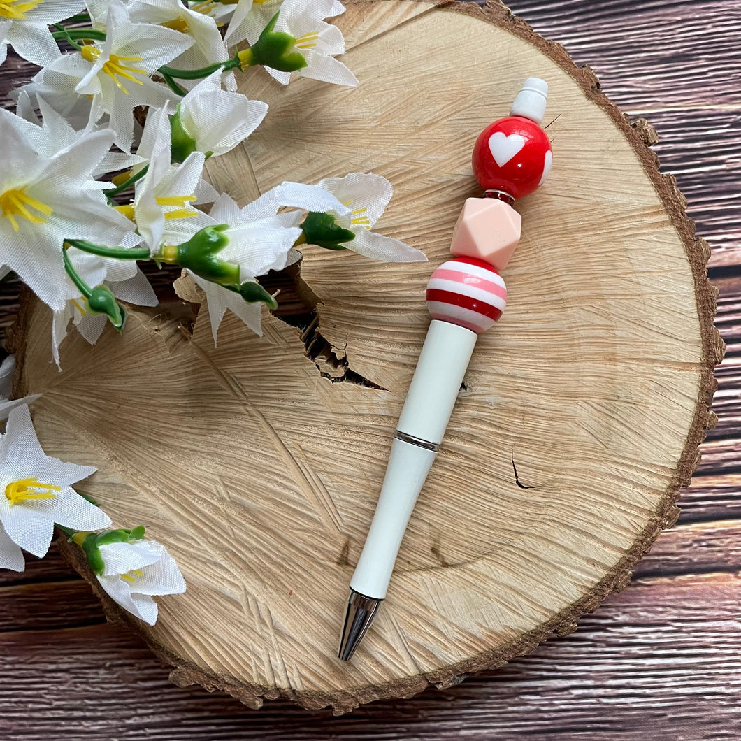 Beaded Pen - Valentine Red