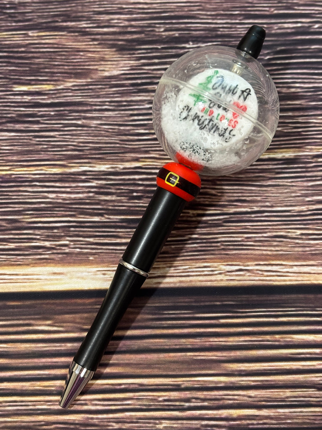 Beaded Pen - Snowglobe Just a Girl Who Loves Christmas