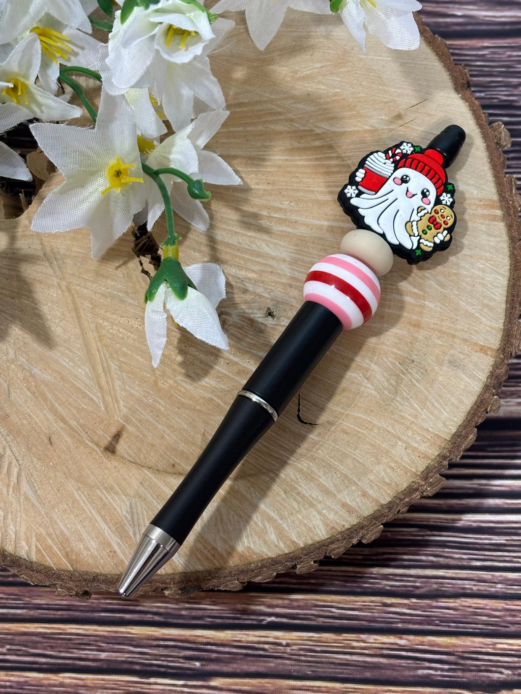 Beaded Pen - Winter Ghost