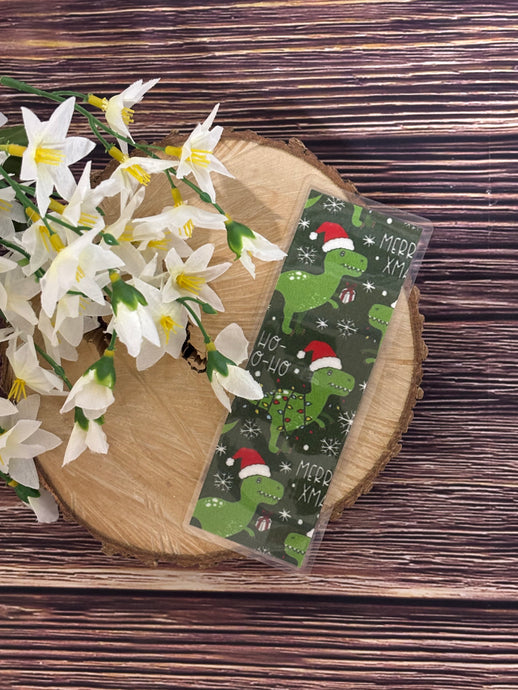 Laminated Bookmark - Santa Dino