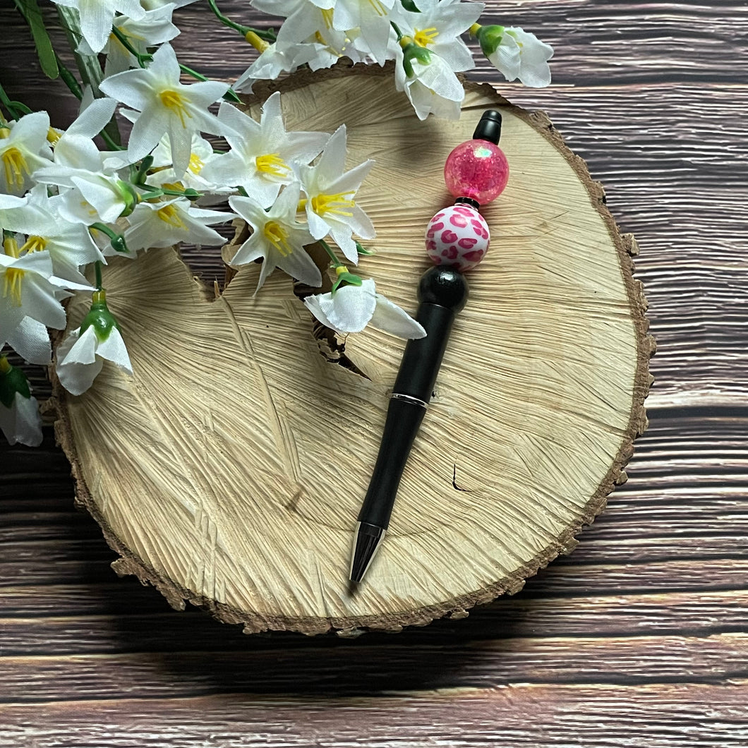 Beaded Pen - Pink Cheetah