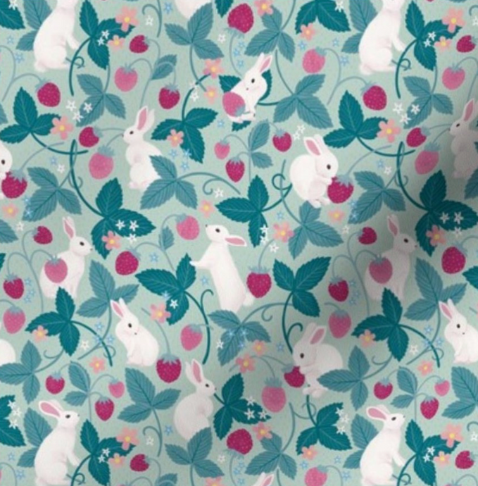 Book Sleeve - Rabbits and Strawberries