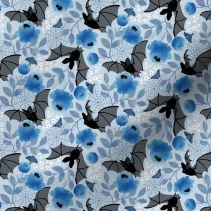 Book Sleeve - Blue Floral Bats